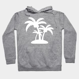 White Coconut Tree Summer Tropic Design on Gray Hoodie